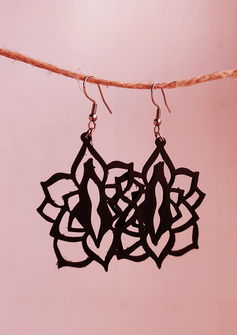 Succulent Black Earrings
