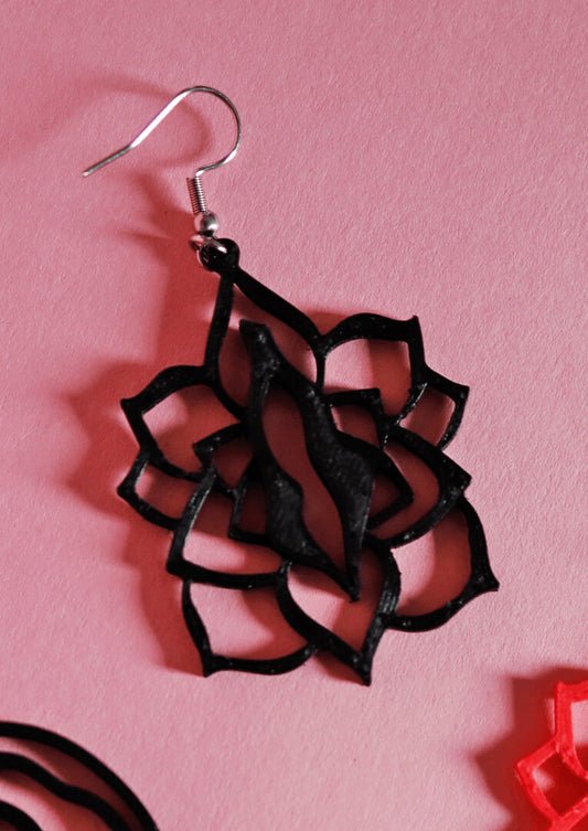 Succulent Black Earrings