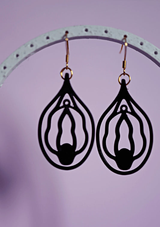 Vulva Black Earrings