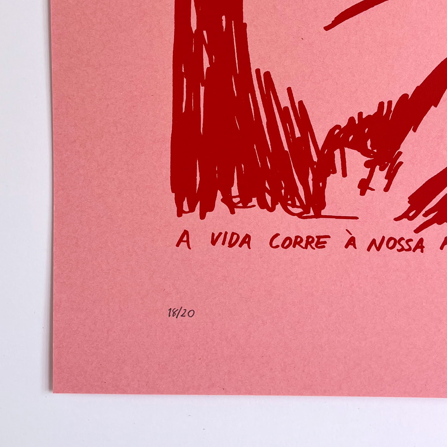 A vida corre à nossa frente Screenprint in Pink