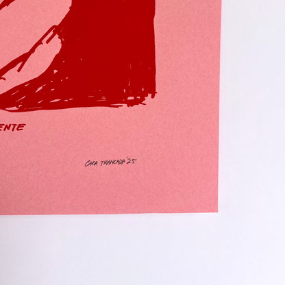A vida corre à nossa frente Screenprint in Pink