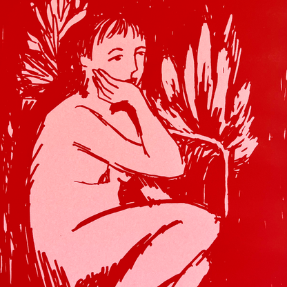 A vida corre à nossa frente Screenprint in Pink